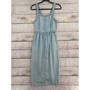 prAna Chambray Sun Drifter Midi Dress Womens XS Light Blue Back Zip Sleeveless